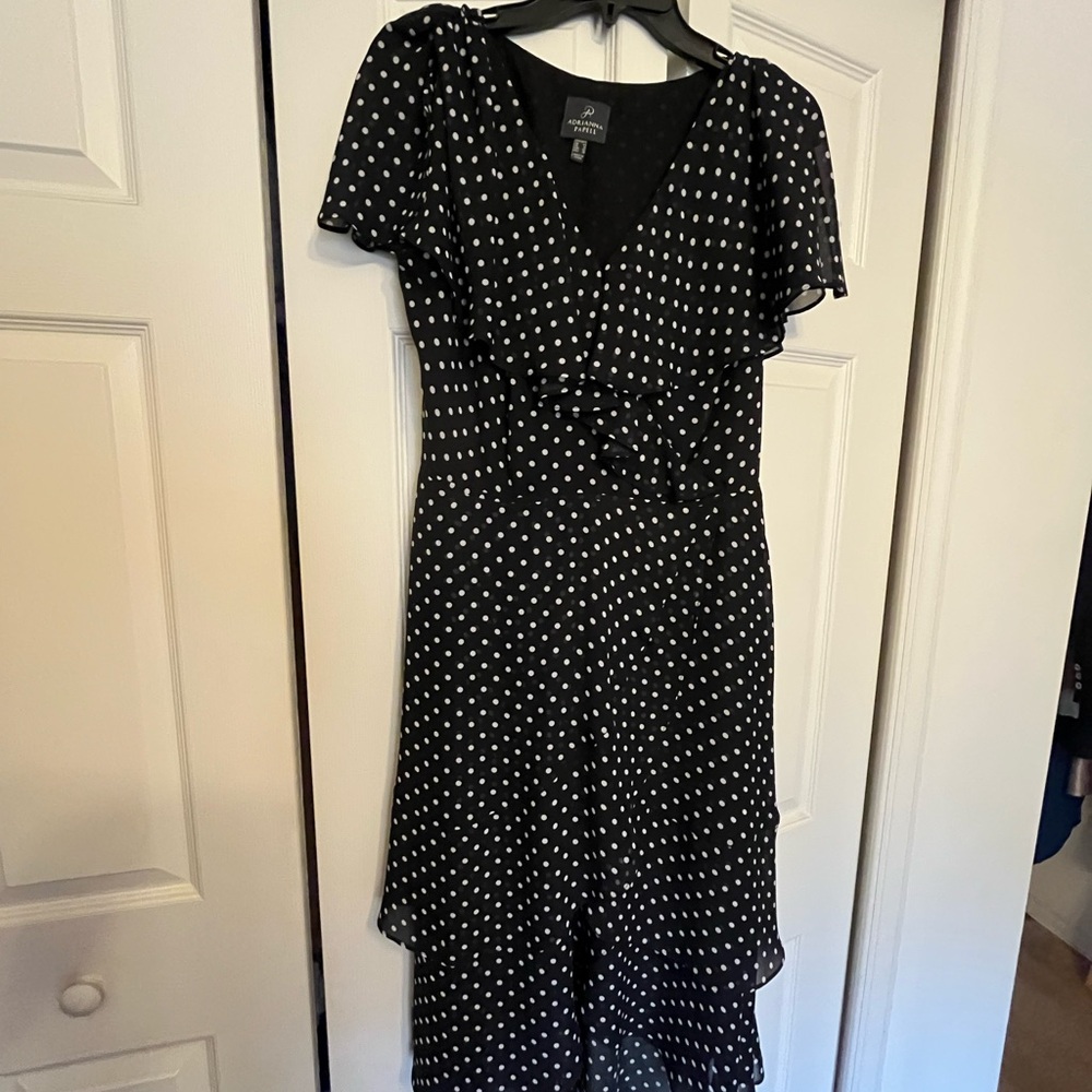 Adrianna Papell Black and White High Low Dress